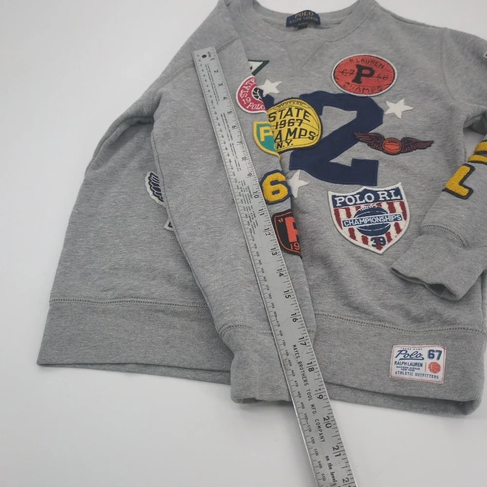 Polo Ralph Lauren Multi Patch '92' VARSITY BASKETBALL Crewneck Sweatshirt sz M